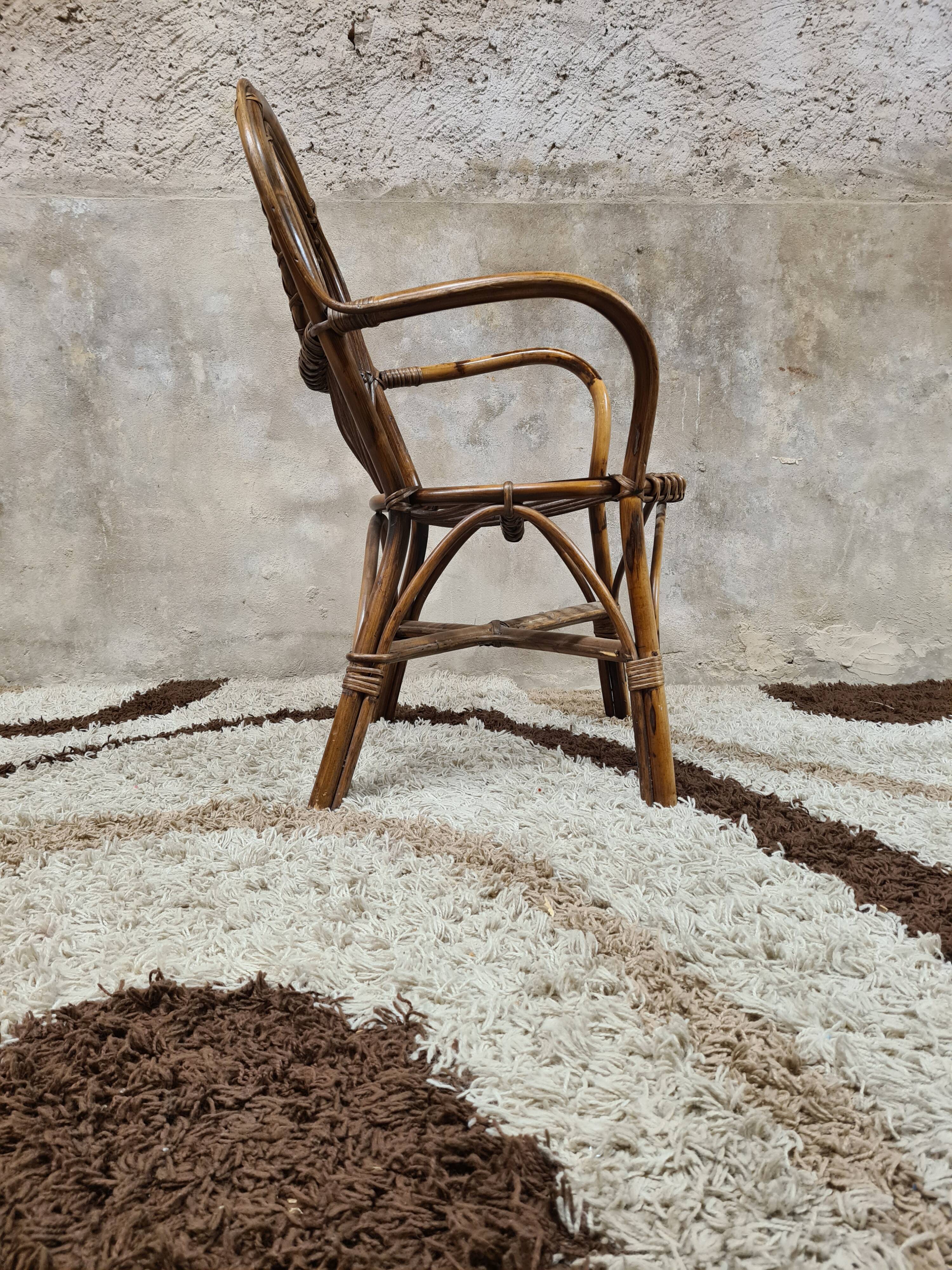 Vintage bamboo rattan armchair