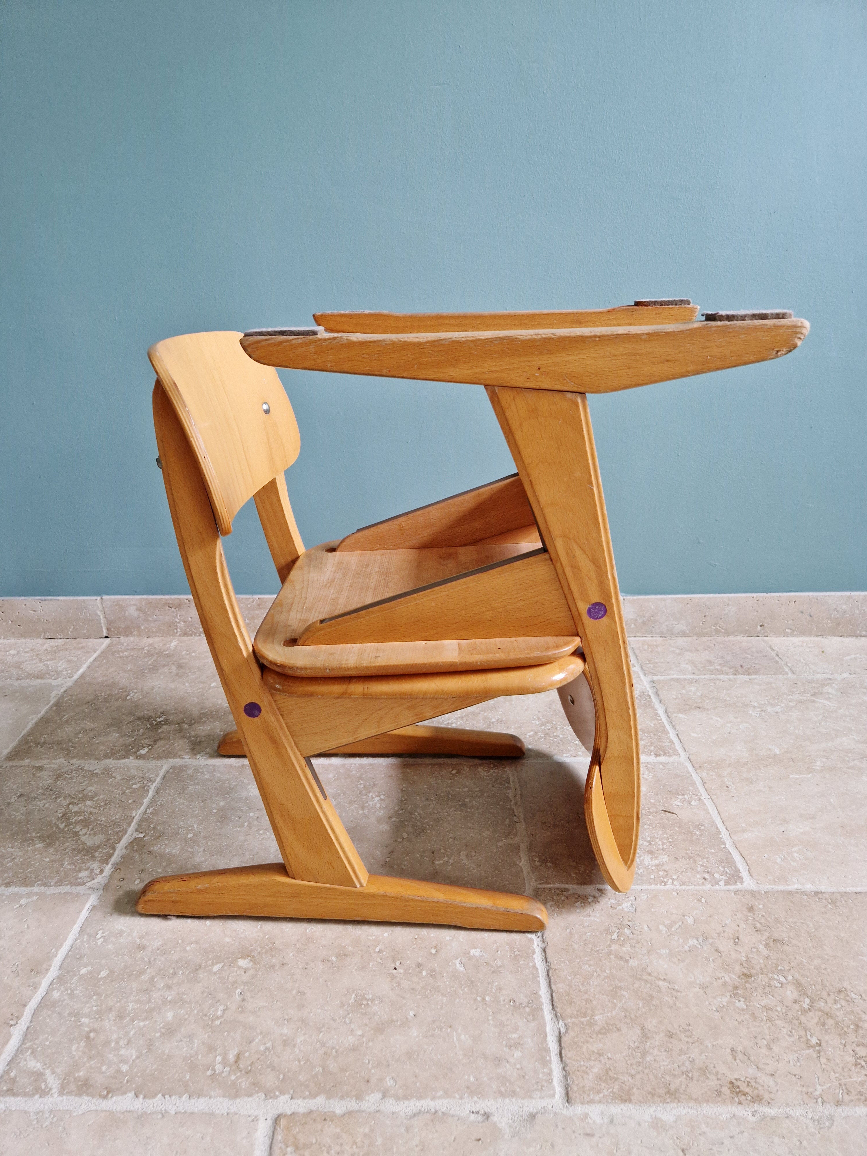 Pair of children's chairs by Casala in solid beech, 1960s.