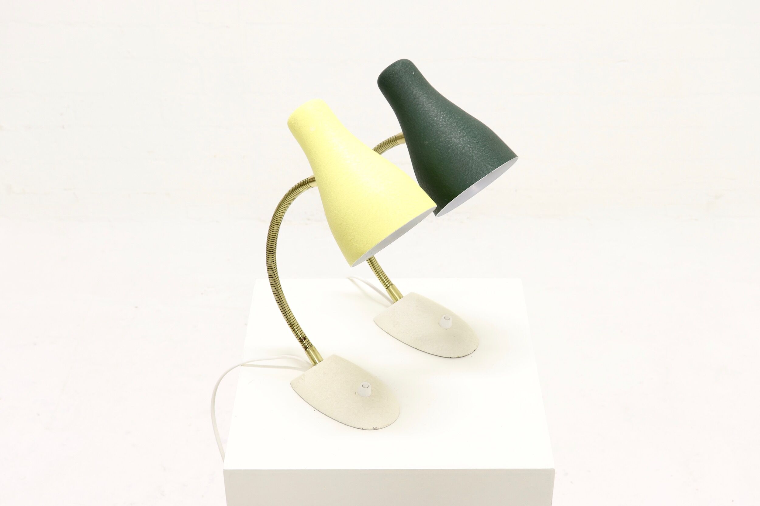 Set of 2 mid century desk lamps with metal shade, 1950