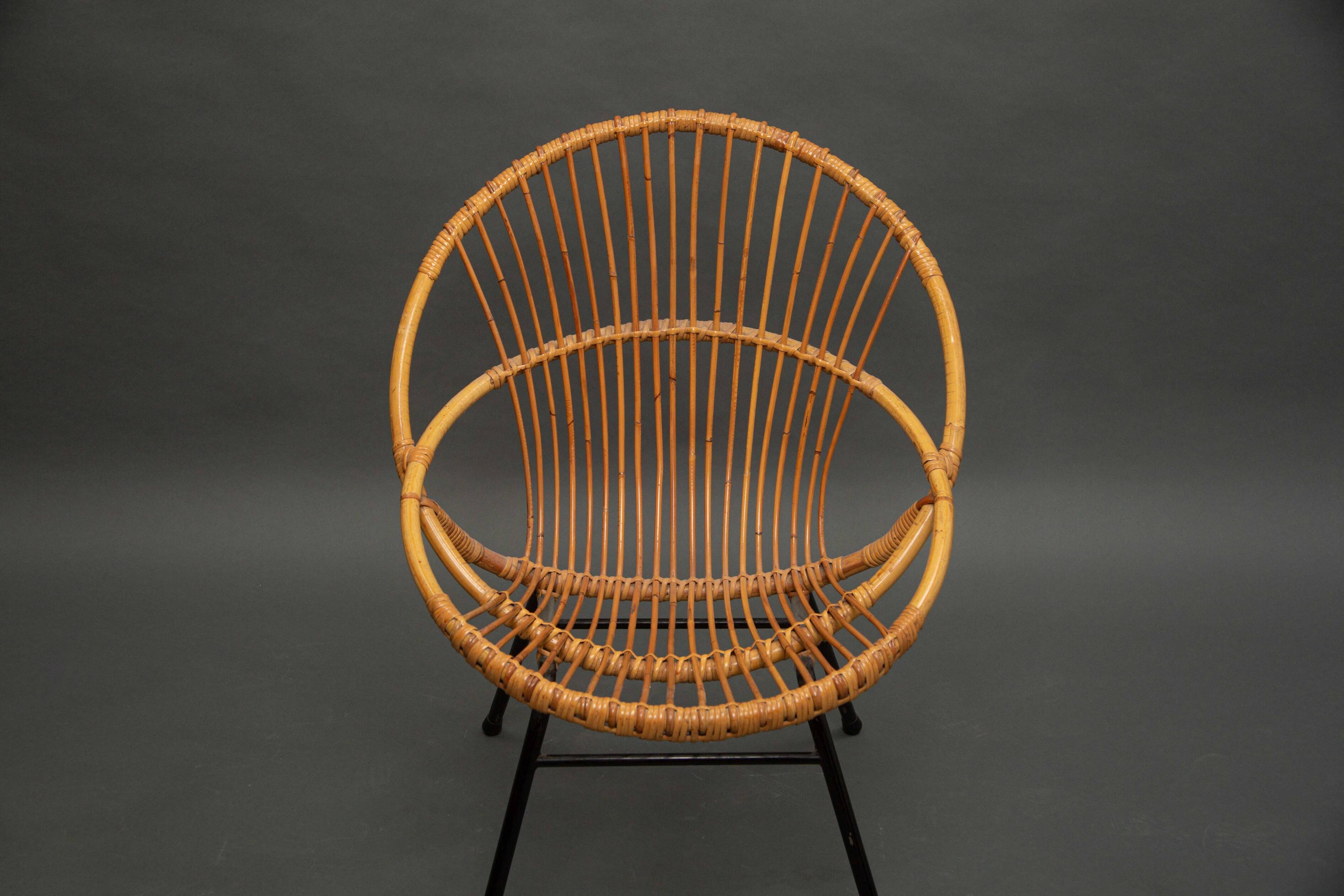 Rohe Noordwolde rattan armchair, Netherlands 1950s
