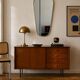 Miroir vintage 1960 rétroviseur asymétrique doré noir - 73 x 39 cm