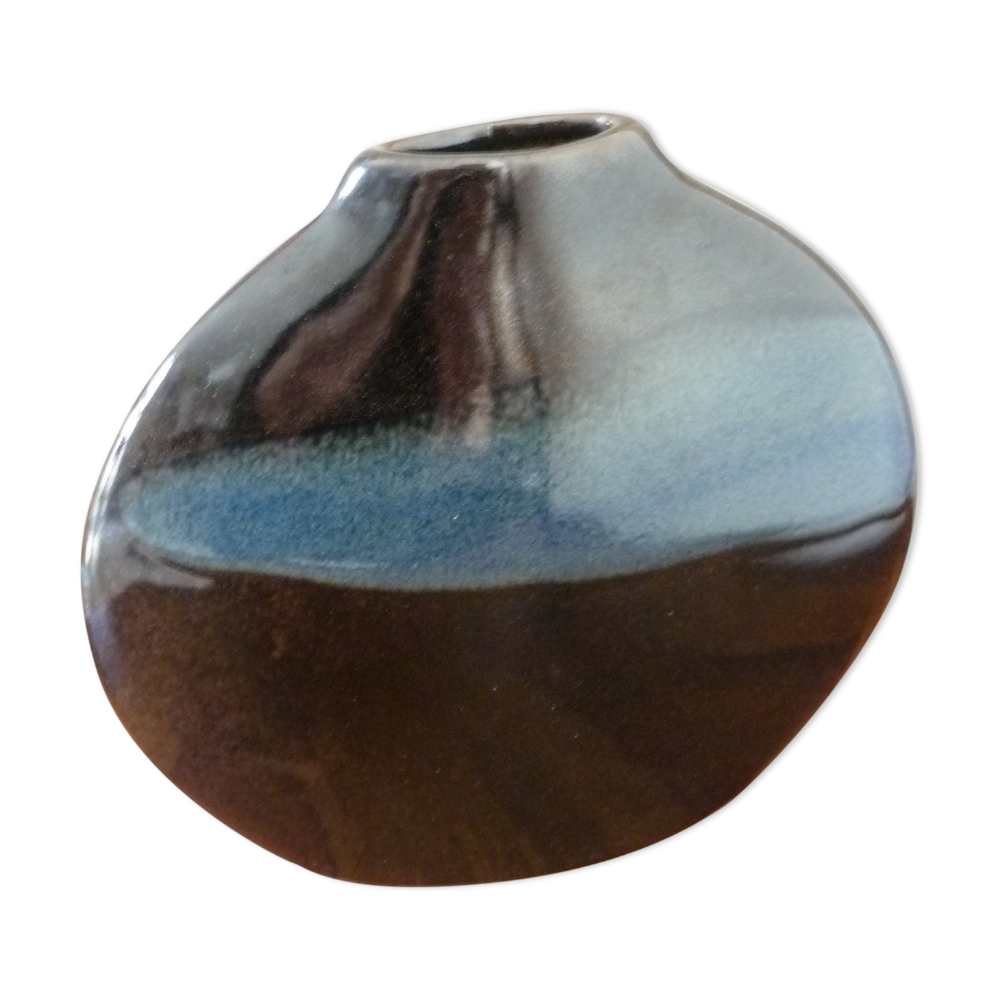 Enamelled ceramic design lens vase, 70s, Benoit Montreau Pour Virebent