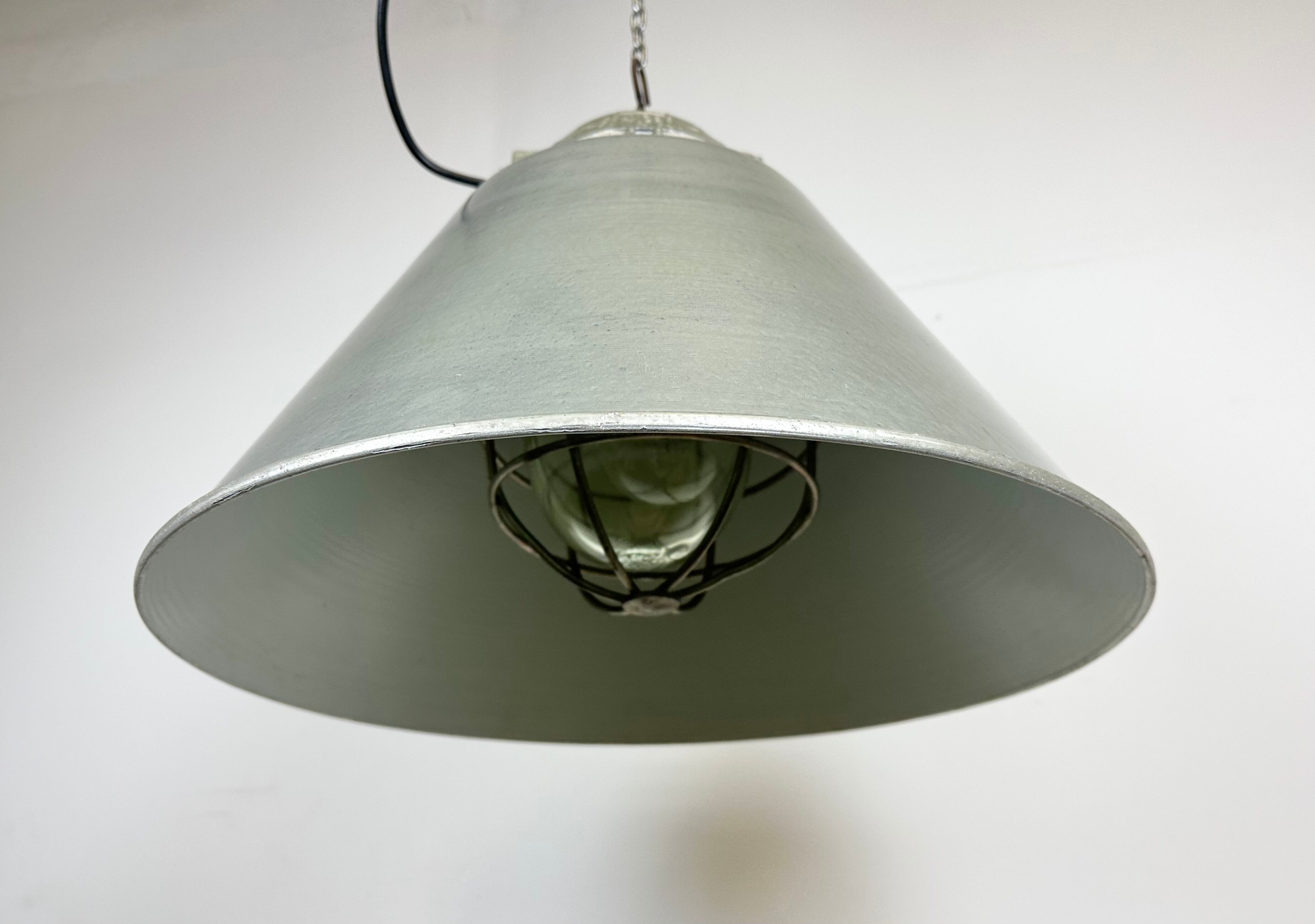 Grey Industrial Explosion Proof Lamp with Aluminium Shade from Zaos, 1970s
