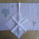 Hand-embroidered table duo in linen voile – Azure Bouquet & Butterfly