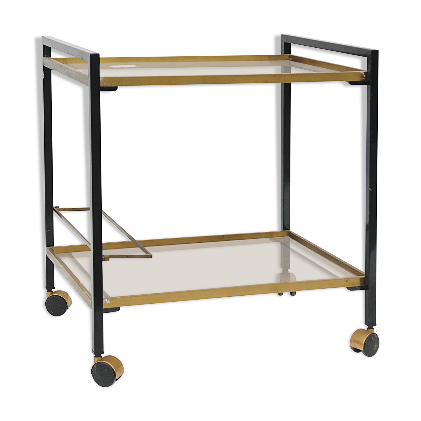 Table desserte chrome et verre