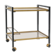 Table desserte chrome et verre
