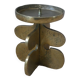 Brutalist brass candle holder, golden metal chandelier, vintage Scandinavian design.