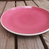 Plate in Faience de Salins Model Deauville Raspberry
