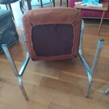 Two modernist armchairs 1970 fabrics and chrome