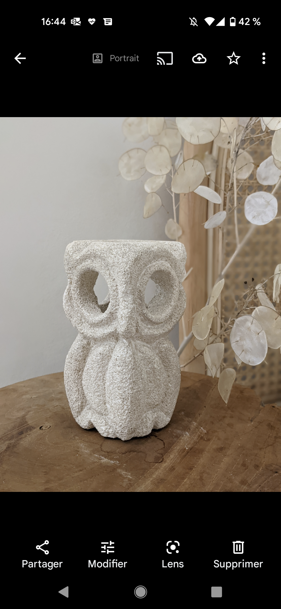Albert Tormos lamp carved stone vintage owl owl