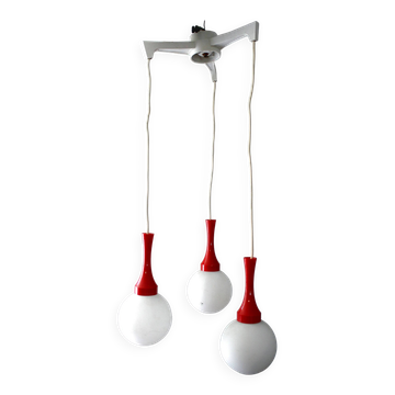 Vintage space age opaline ball cascade ceiling light from the 70s by