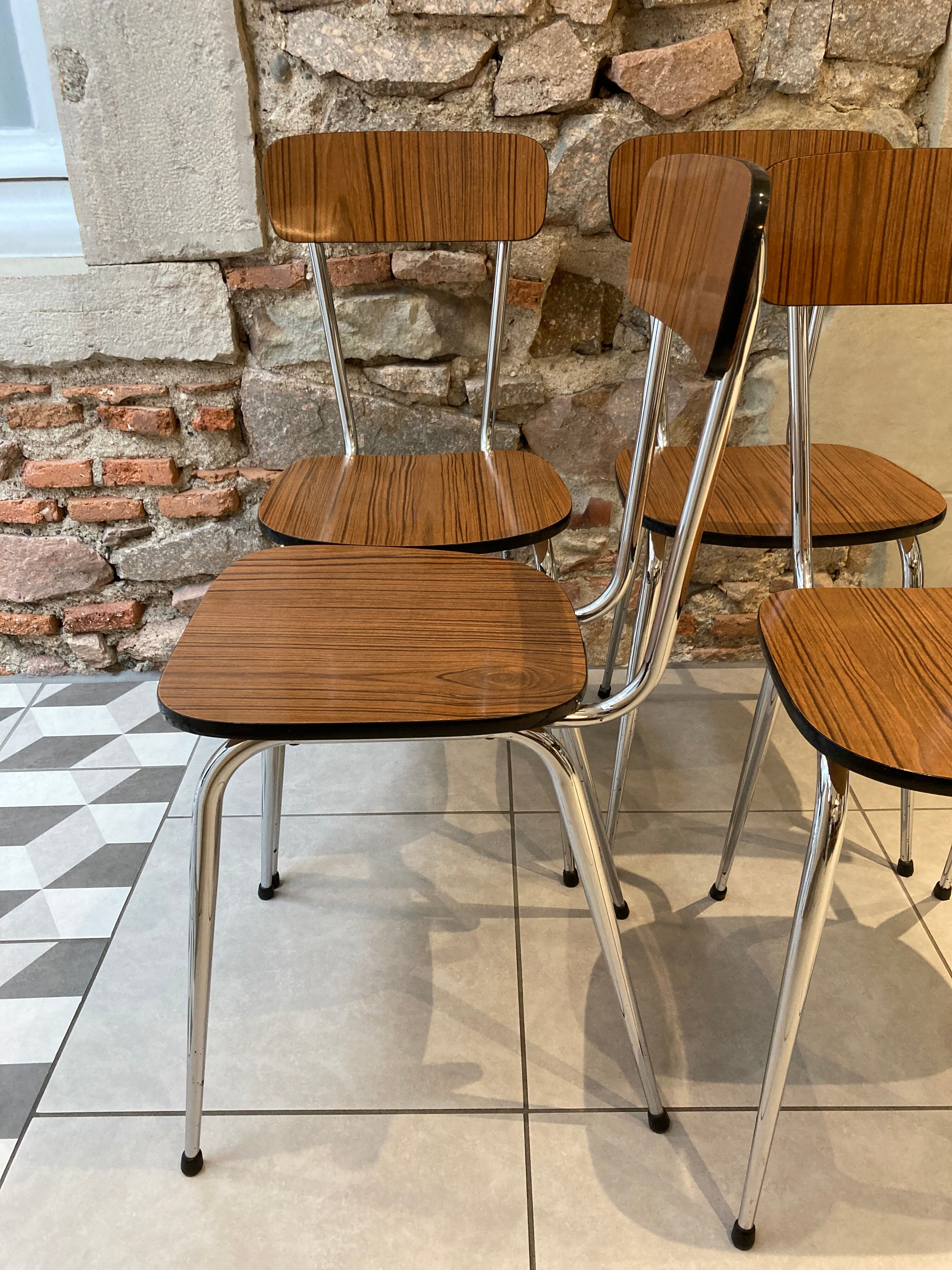 Set of 4 chairs formica imitation wood