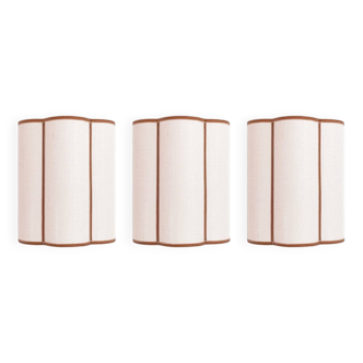 3 linen and velvet braid wall lights
