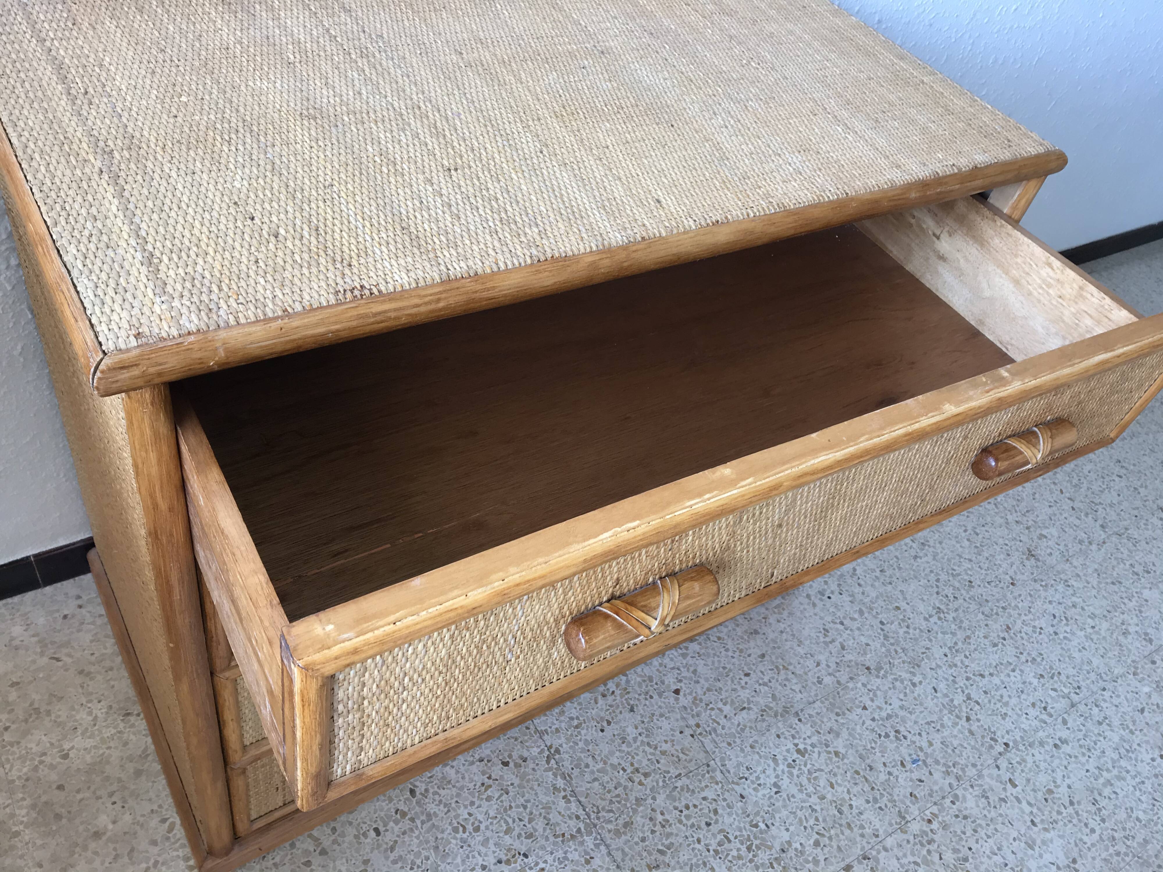 Vintage rattan dresser