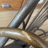 Vintage turned wood and rattan magazine rack