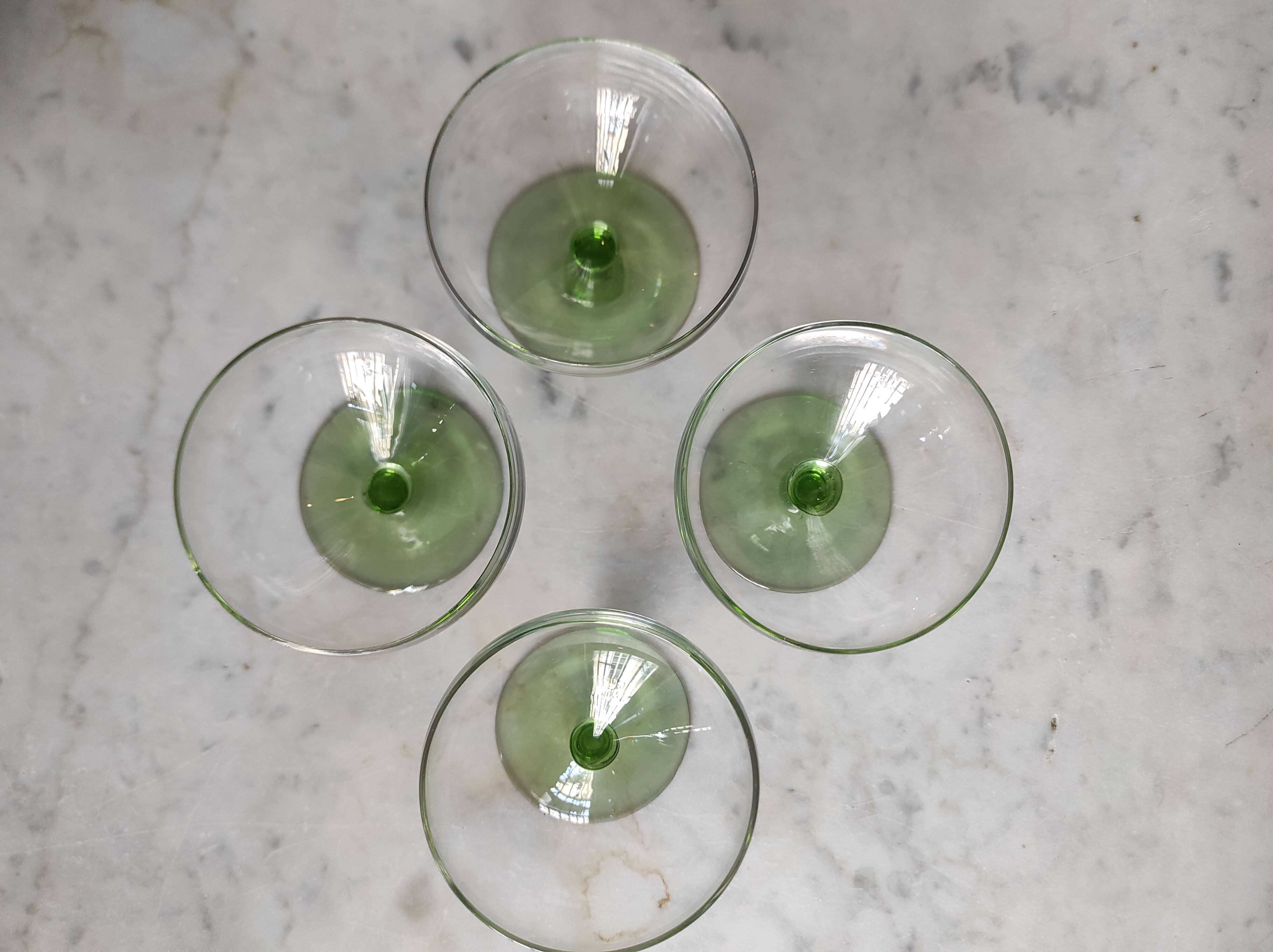 Set of four vintage French glasses for liquor