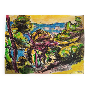 Pierre Lacroux (1909-1993) Gouache on paper 24 x 32 cm -Cap-Ferrat (320)