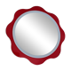 Round wall mirror 53 cm red/white vintage 1960s/70s