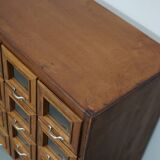 Vintage Dutch Beech Haberdashery Shop Cabinet / Vitrine, 1950s