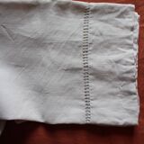 Antique linen sheet Floral monograms M R
