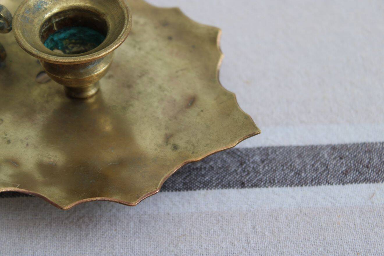 Gold-plated brass candle holder
