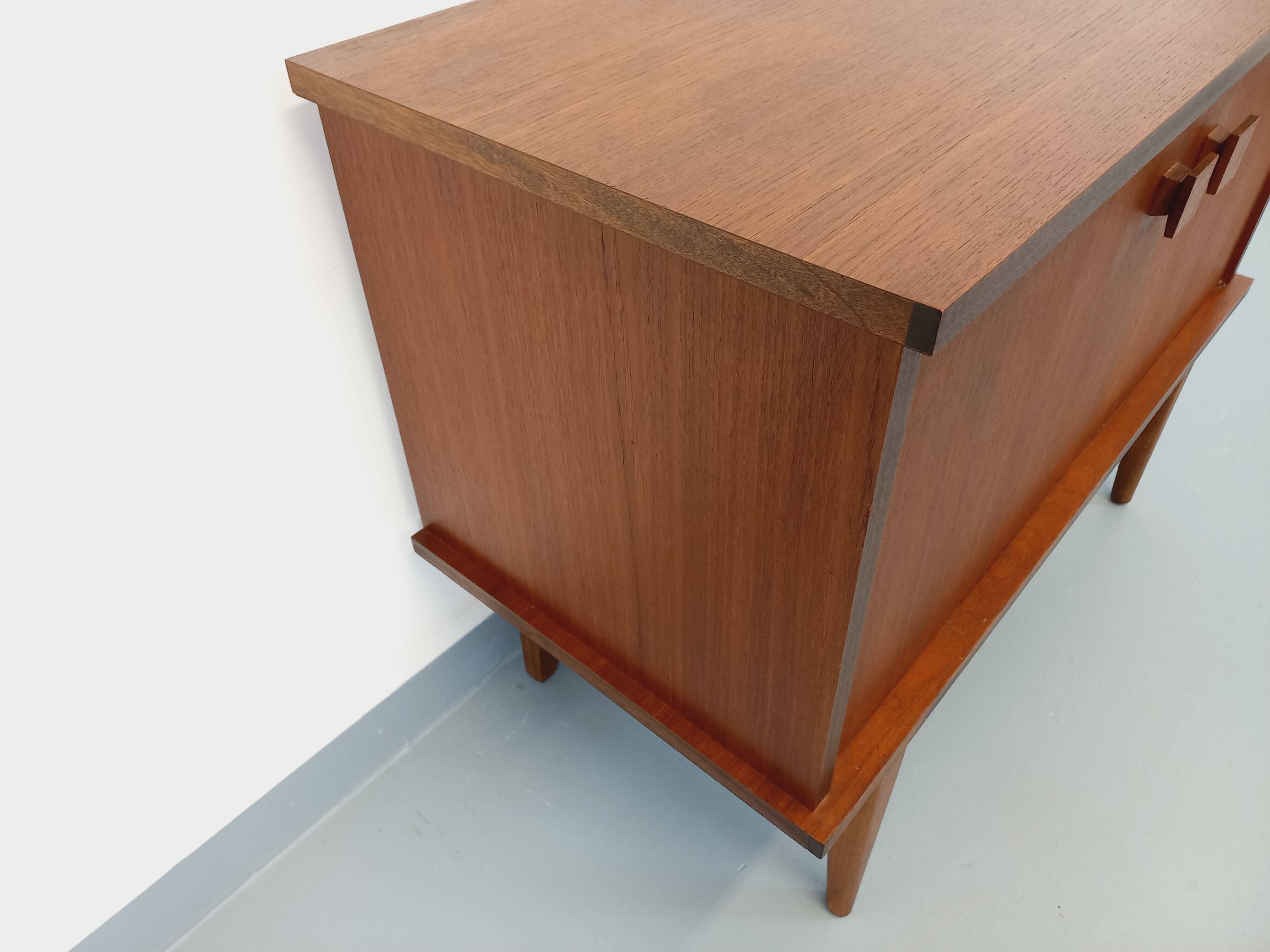 Small vintage Scandinavian teak sideboard from the 1960s.