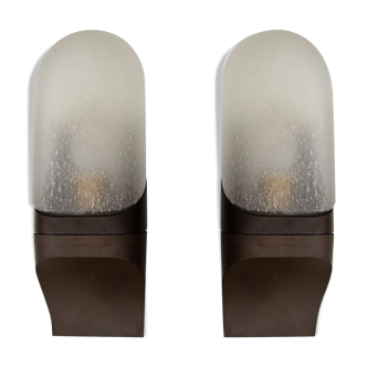 Pair of ABS and bubbled glass sconces, 1970s