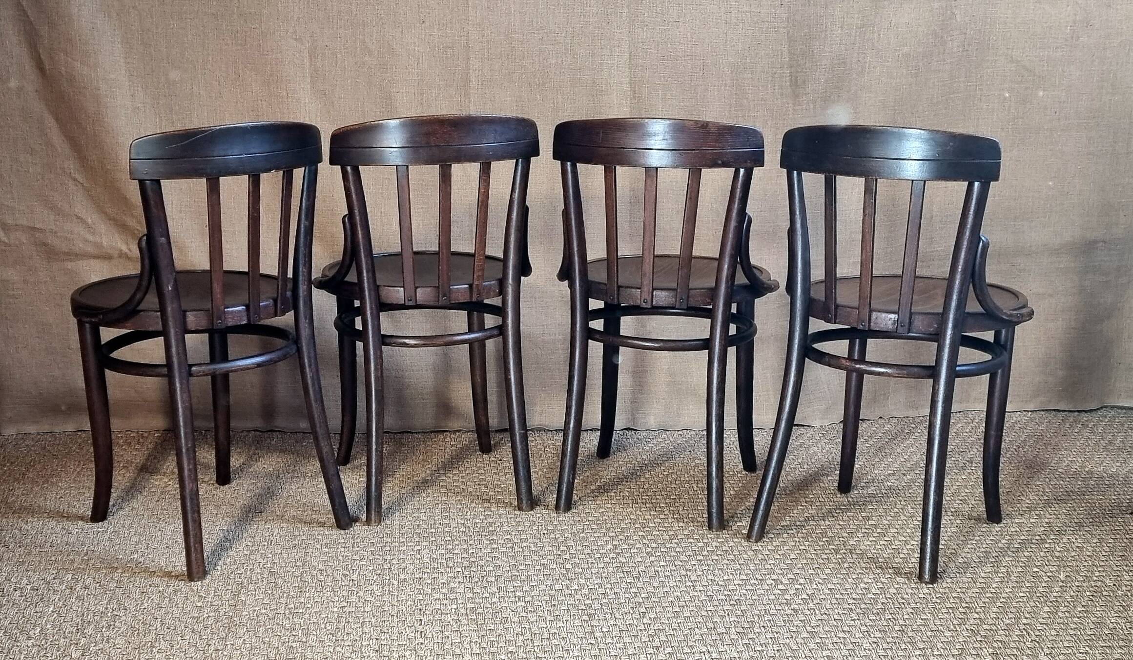 Set 4 chaises bistrot thonet vers 1930