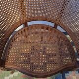 Half-moon rattan and hardwood armchair, early 20th century