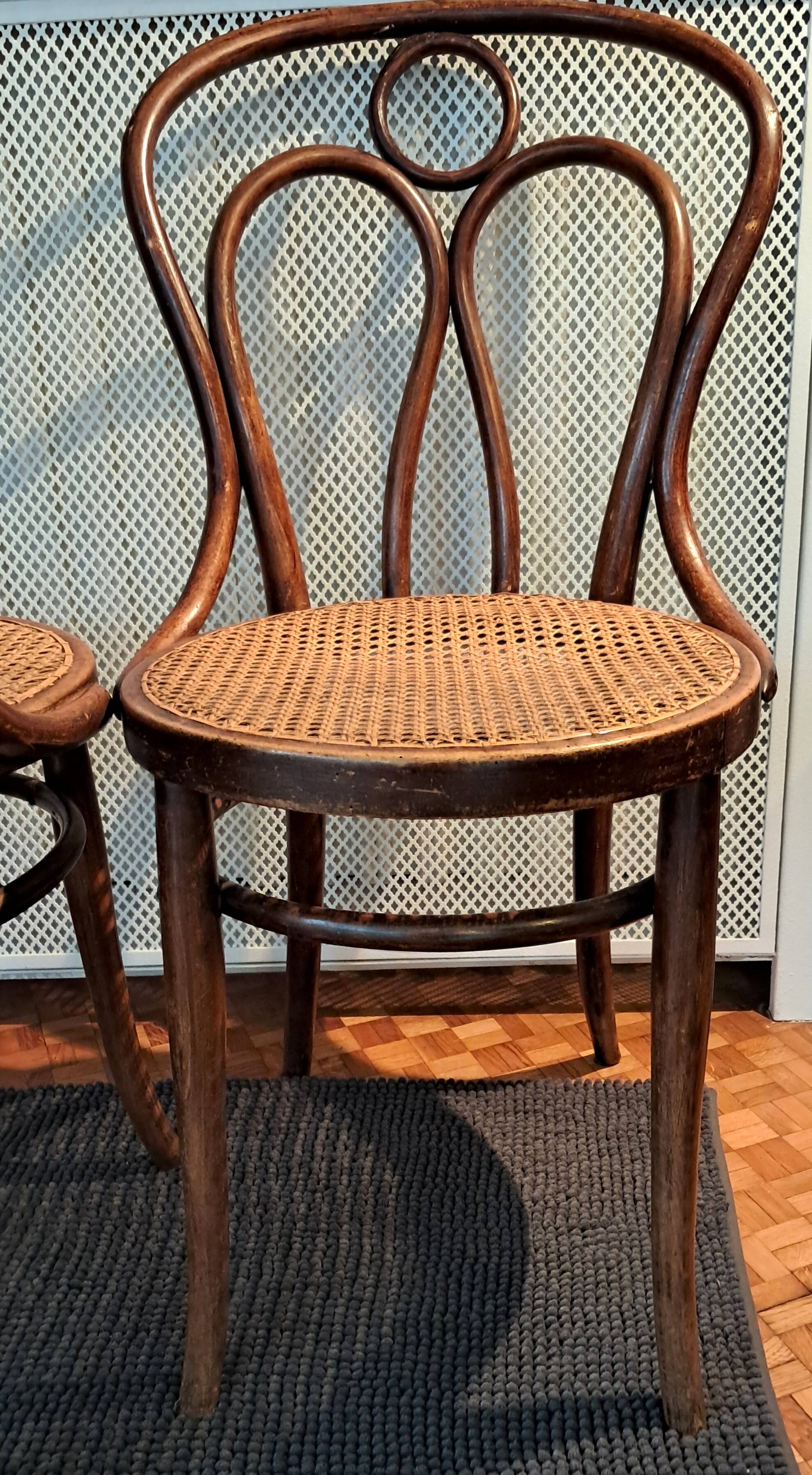 Pair of Thonet chairs No. 19 in beech from 1900;