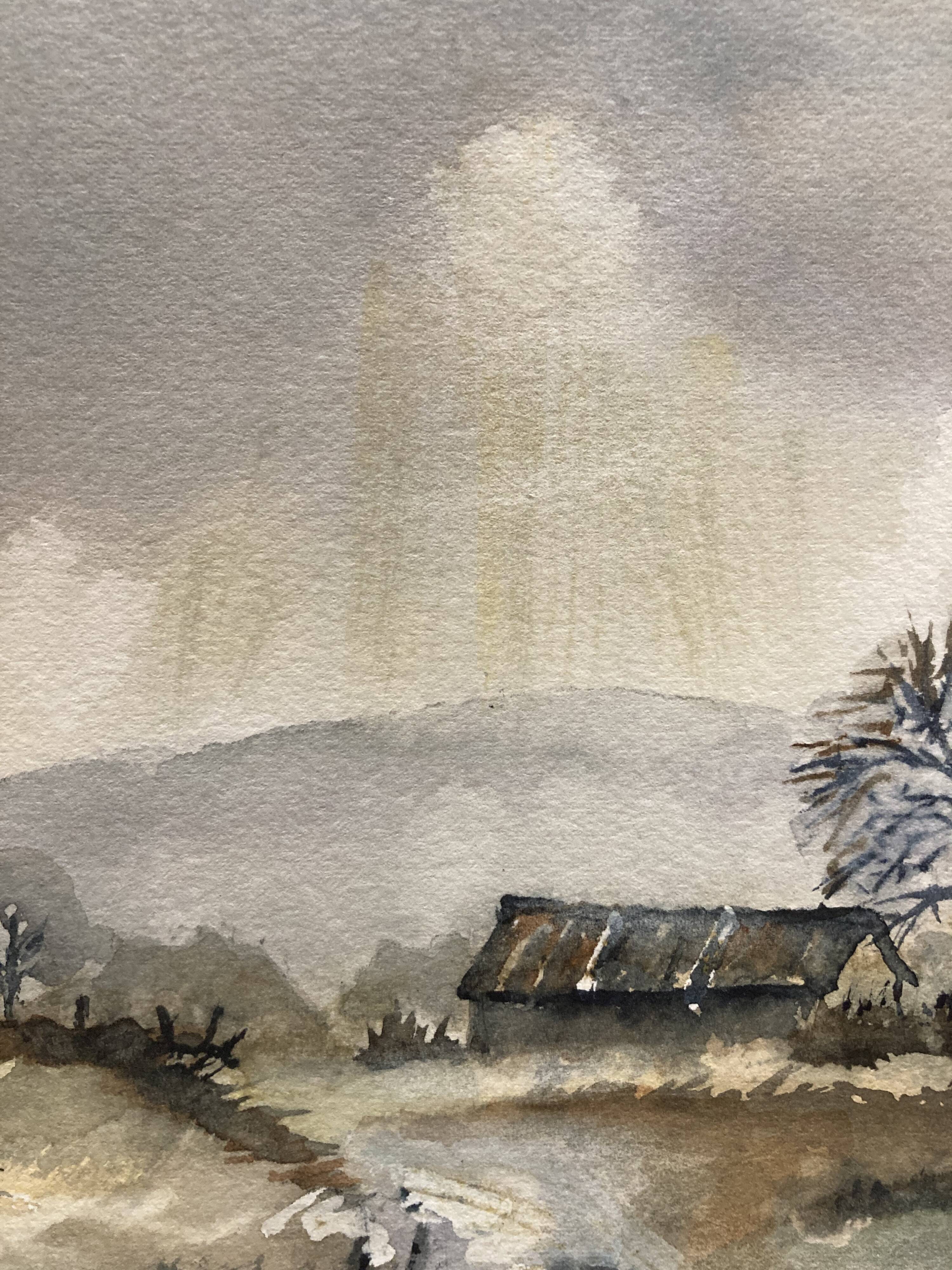 Watercolor winter landscape