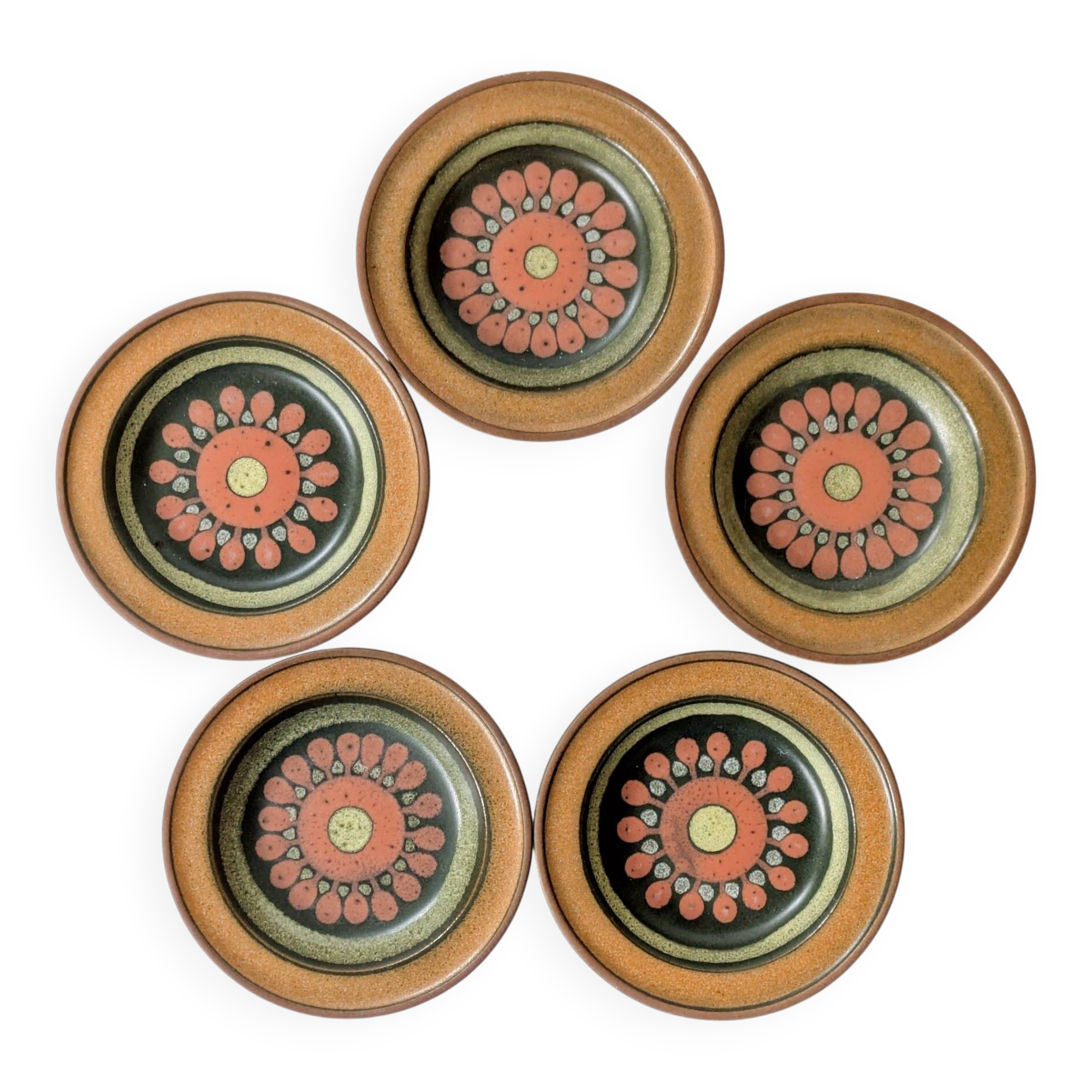 Set of 5 KMK ceramic coasters, West Germany, 1960s