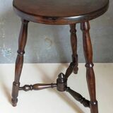 Vintage turned solid wood tripod stool