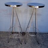 Pair 2 high bar stools all chrome