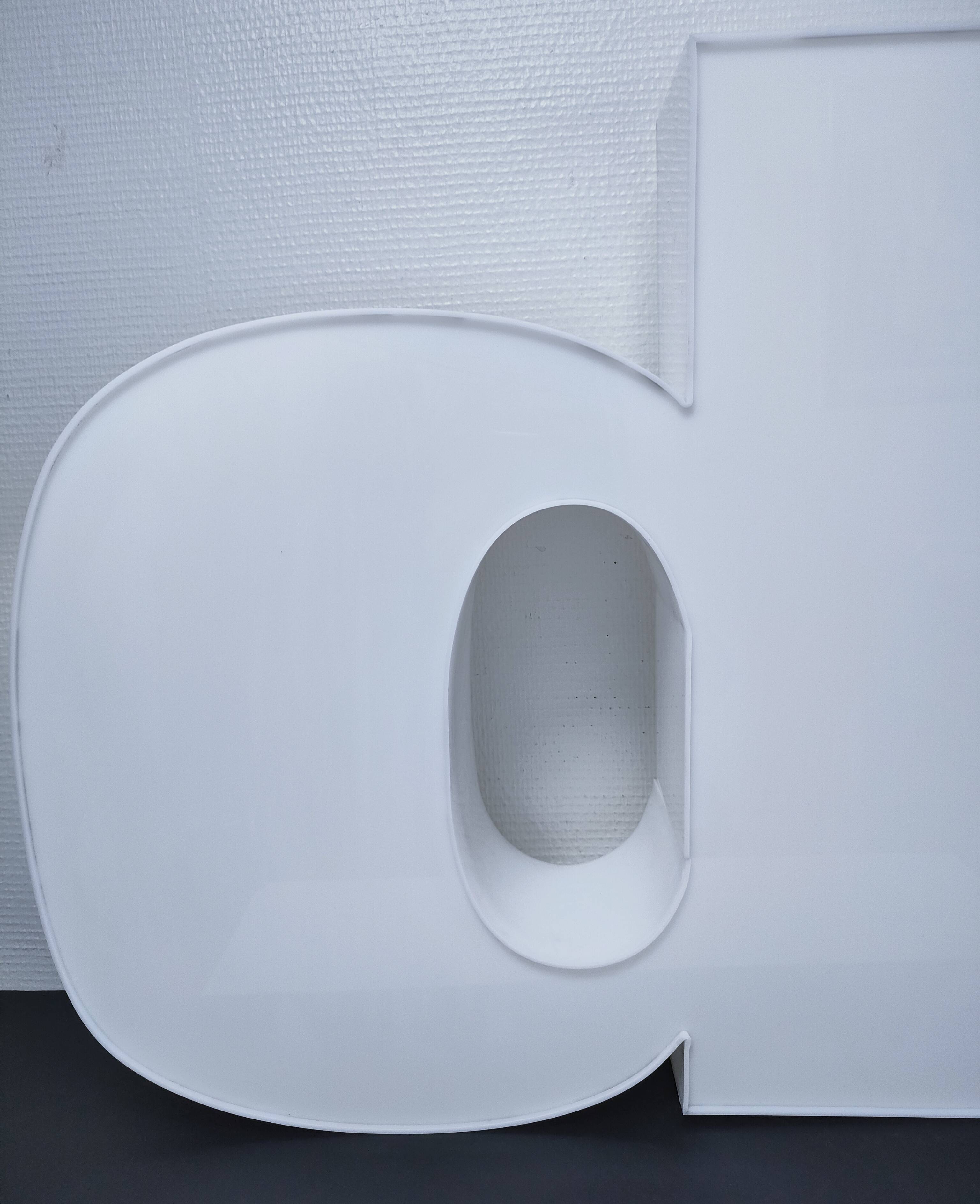 Letter lamp "D" plexiglass 80s