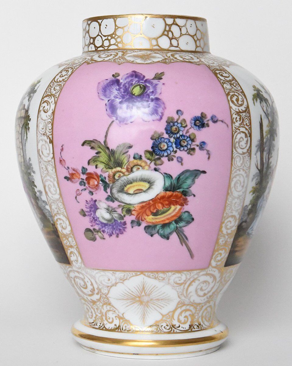 Pair of covered Dresden porcelain vases from Helena Wolfsohn's studio