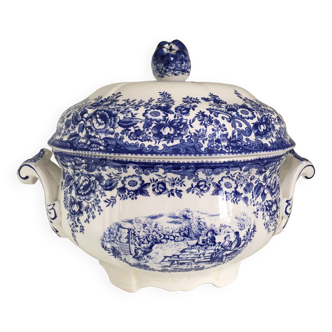 Soupière en porcelaine Luneville KG toile de jouy