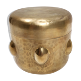 Vintage embossed brass cylindrical box, Italy, 1940s