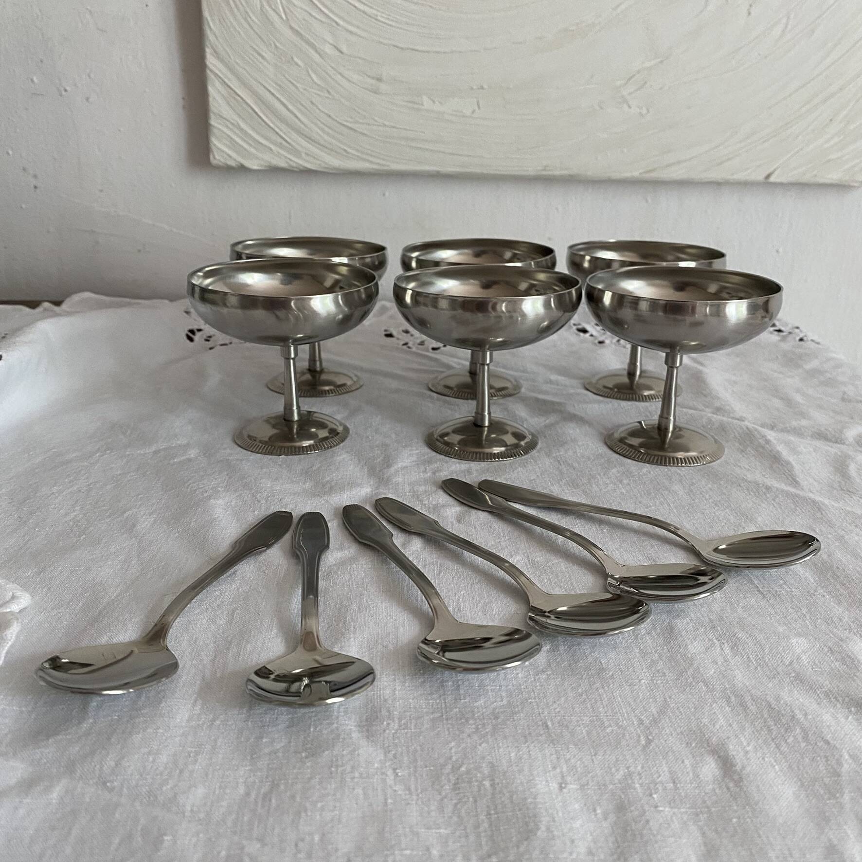 Stainless steel footed bowls Jean Couzon