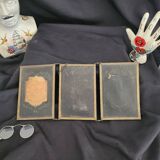 Ancien miroir triptyque style barber