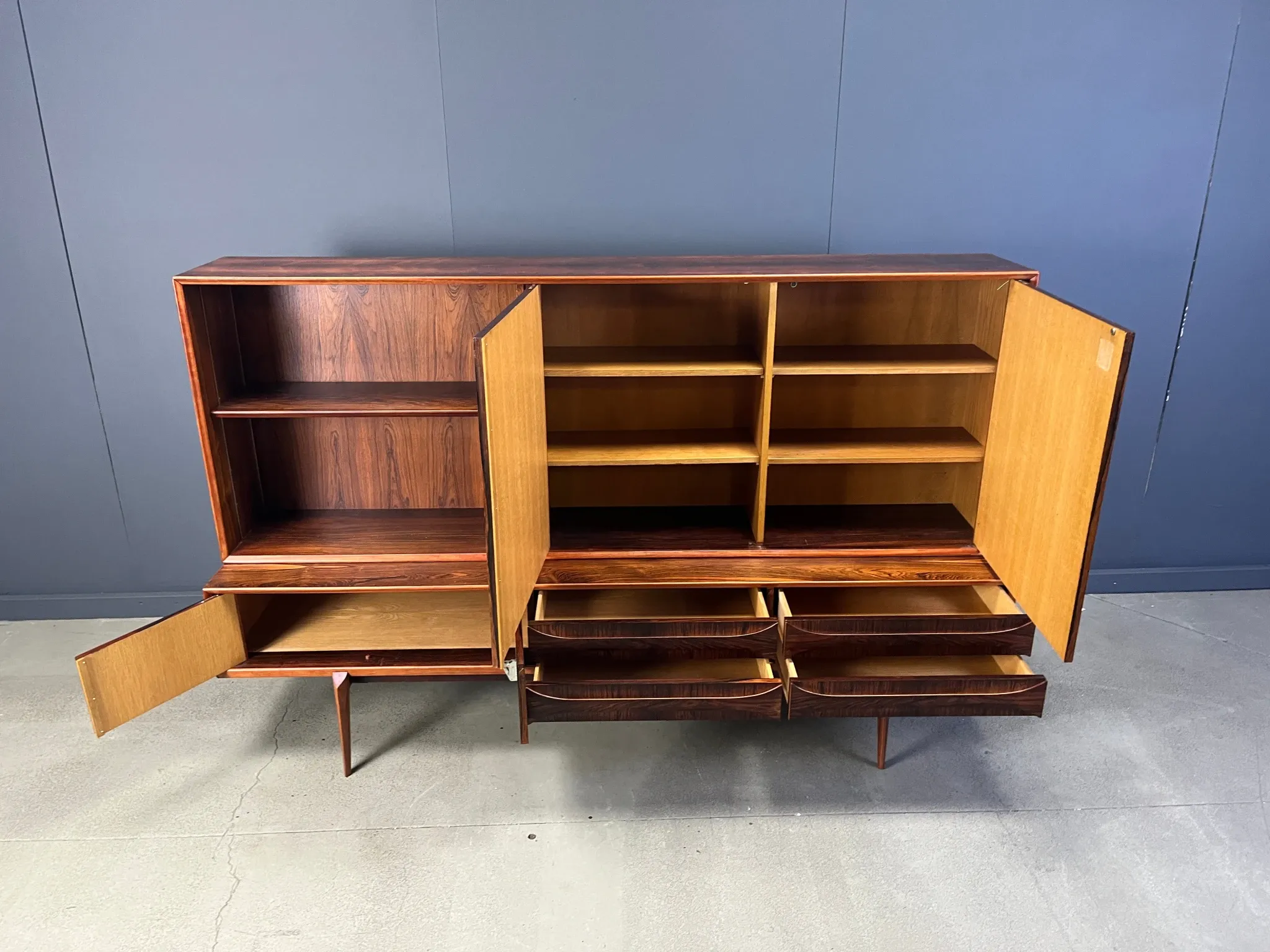 Oswald Vermaercke Paola rosewood highboard for V-Form Belgium 1959