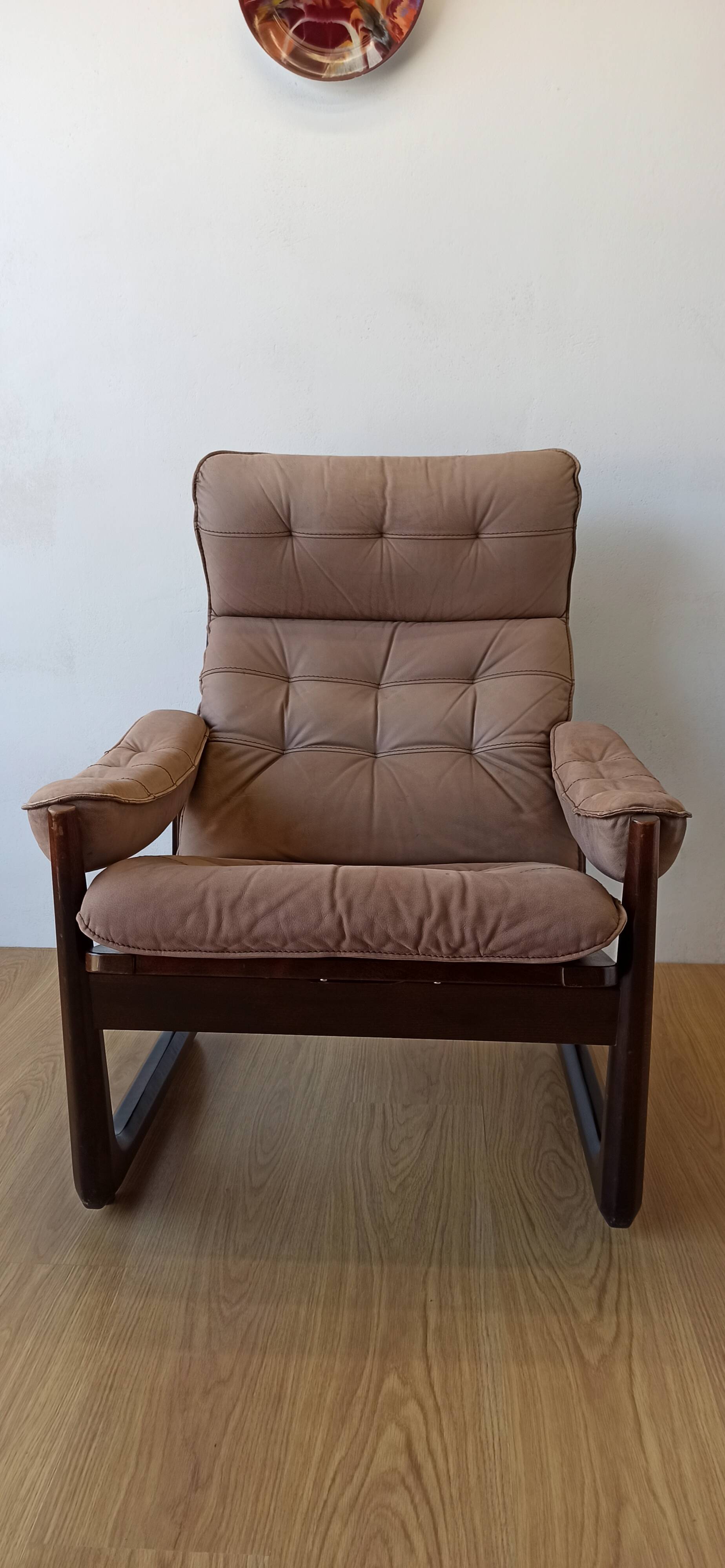 Genega Møbler leather armchair, Denmark, 1960s.