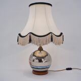 Lampe de table antique en verre mercure, galion et navire, soufflé à la main, années 1920, anglais, recâblé