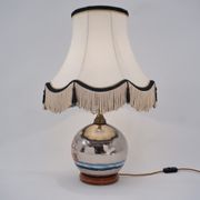 Lampe de table antique en verre mercure, galion et navire, soufflé à la main, années 1920, anglais, recâblé