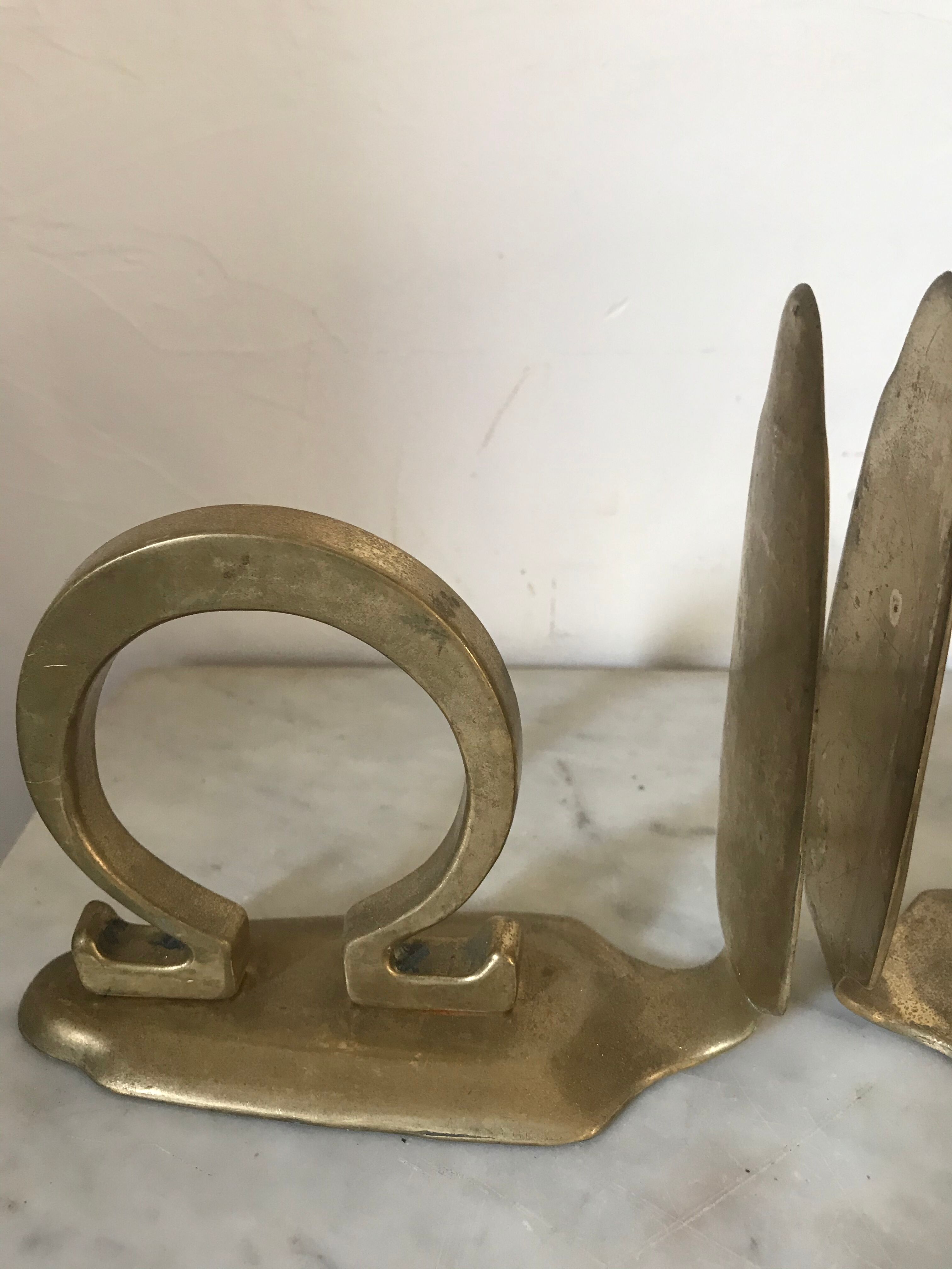 Pair of vintage brass bookends