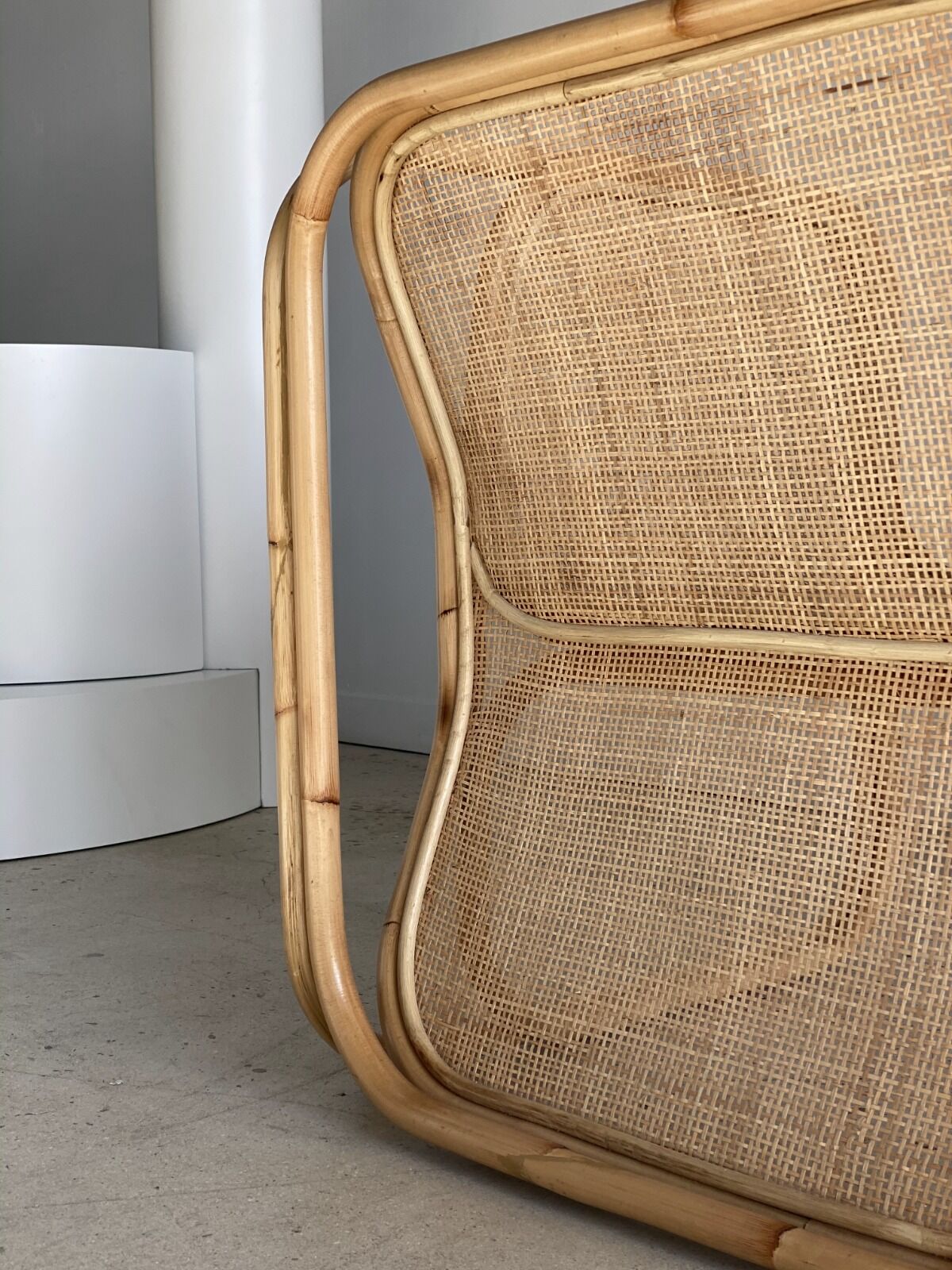 U-shaped armrest rattan armchair, grid canning