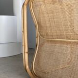 U-shaped armrest rattan armchair, grid canning