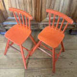Vintage solid wood high chairs in Western style for children.