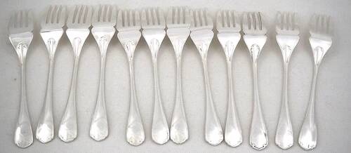 Christofle Japanese, 12 fish cutlery + 1 serving cutlery, 26 pieces.