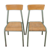 Pair of stella school chairs in wood and metal from the year 1960